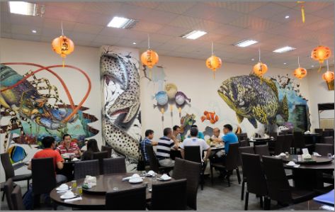武定海鲜餐厅墙体彩绘